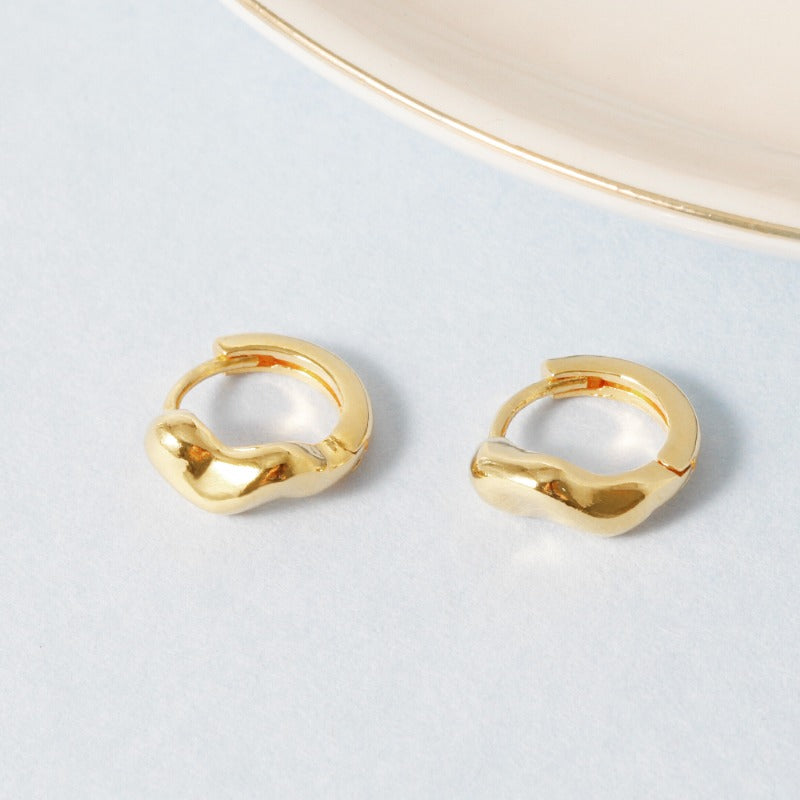 Wobbly Huggies Earring - 18K Gold Dipped, White Gold Dipped