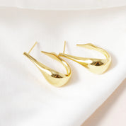 Golden Teardrop Hoop Earrings - 18K Gold Dipped, White Gold Dipped