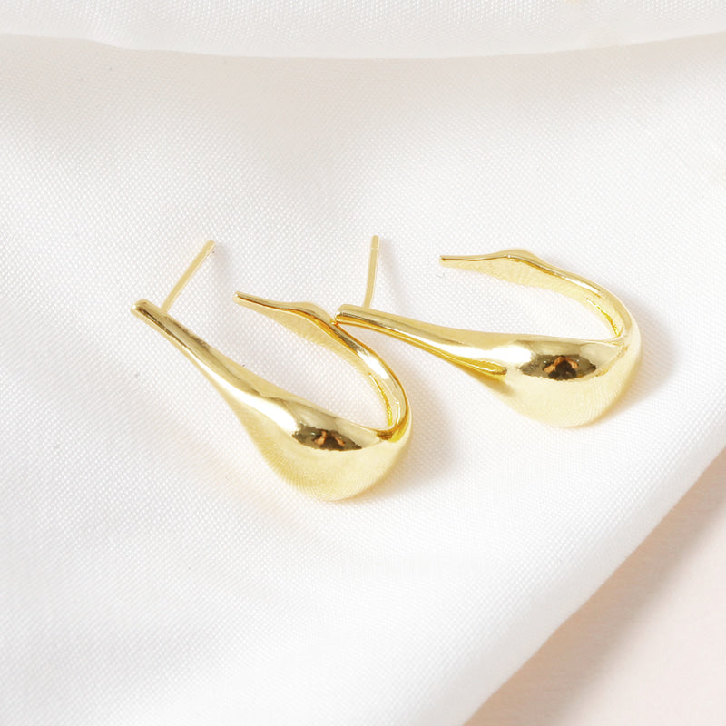 Golden Teardrop Hoop Earrings - 18K Gold Dipped, White Gold Dipped