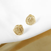 Textured Coin Studs Earring - 18K Gold Dipped, White Gold Dipped