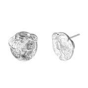 Textured Coin Studs Earring - 18K Gold Dipped, White Gold Dipped