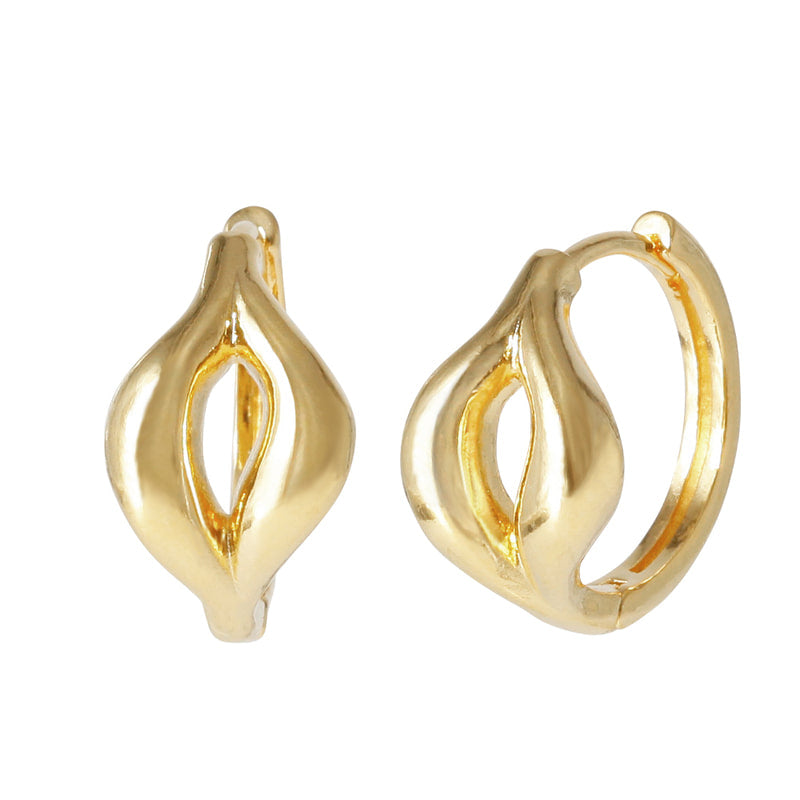 Wave Crest Huggies Earrings - 18K Gold Dipped, White Gold Dipped