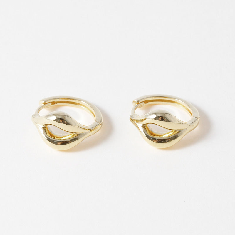 Wave Crest Huggies Earrings - 18K Gold Dipped, White Gold Dipped