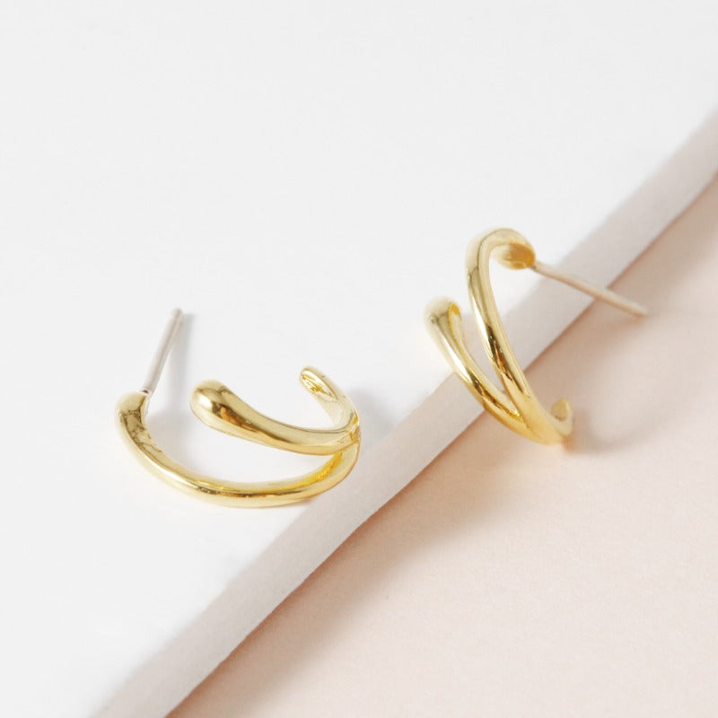 Long Droplet Hoop Earrings - 18K Gold Dipped, White Gold Dipped