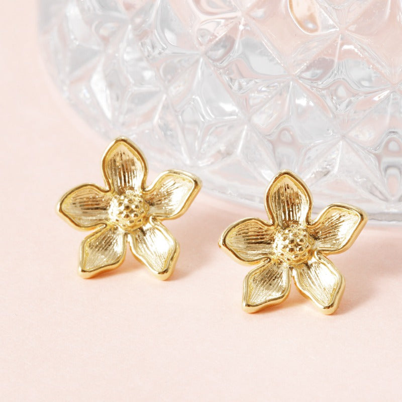 Blossom Bloom Stud Earrings - 18K Gold Dipped, White Gold Dipped