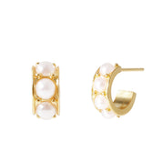 Circle of Life Pearl Hoop Earring - 18K Gold Dipped, White Gold Dipped