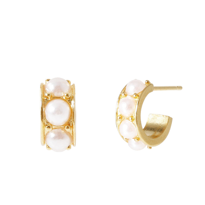 Circle of Life Pearl Hoop Earring - 18K Gold Dipped, White Gold Dipped