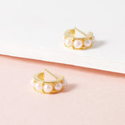 Circle of Life Pearl Hoop Earring - 18K Gold Dipped, White Gold Dipped