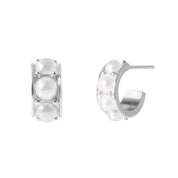 Circle of Life Pearl Hoop Earring - 18K Gold Dipped, White Gold Dipped