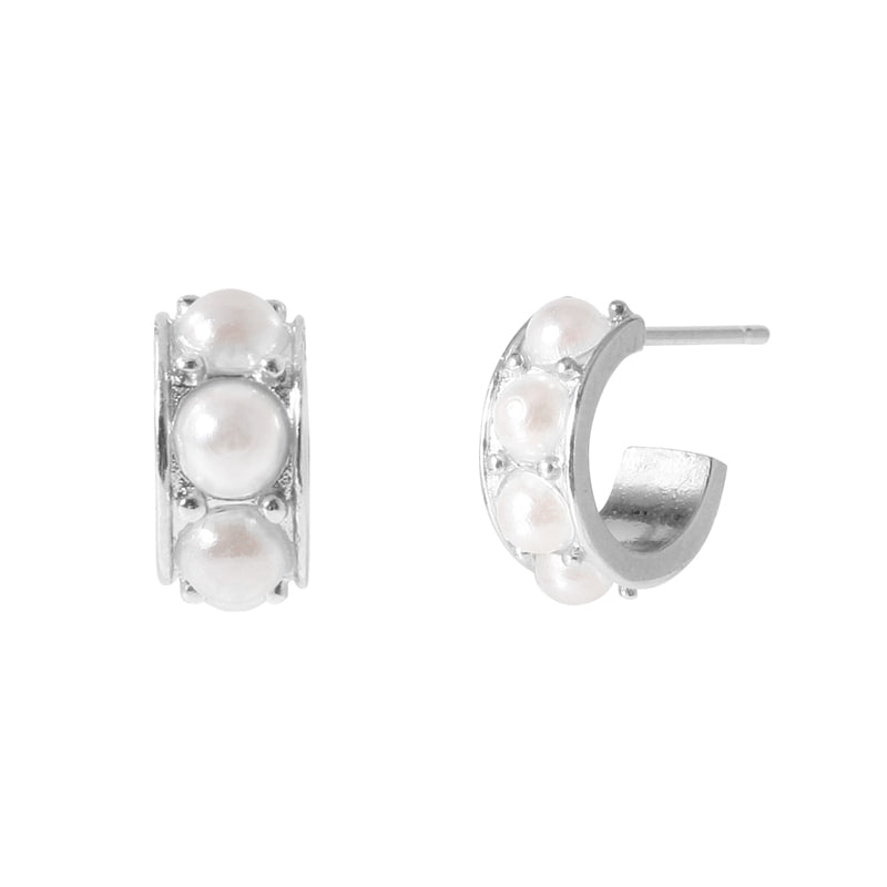 Circle of Life Pearl Hoop Earring - 18K Gold Dipped, White Gold Dipped