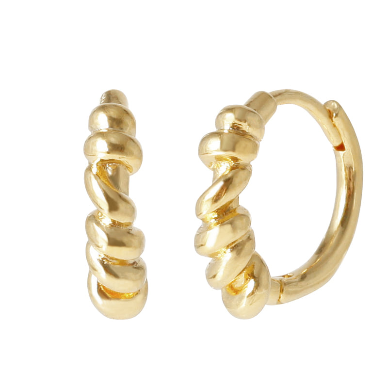 Twisted Huggie Hoops Earrings - 18K Gold Dipped, White Gold Dipped