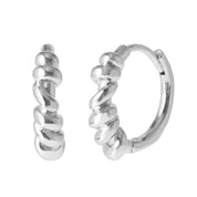 Twisted Huggie Hoops Earrings - 18K Gold Dipped, White Gold Dipped