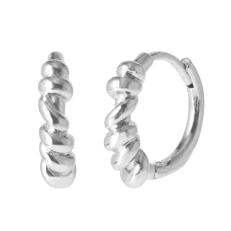 Twisted Huggie Hoops Earrings - 18K Gold Dipped, White Gold Dipped