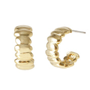 Ribbed Half Hoops Earrings - 18K Gold Dipped, White Gold Dipped