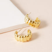 Ribbed Half Hoops Earrings - 18K Gold Dipped, White Gold Dipped