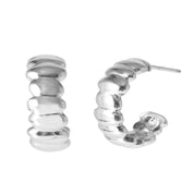 Ribbed Half Hoops Earrings - 18K Gold Dipped, White Gold Dipped
