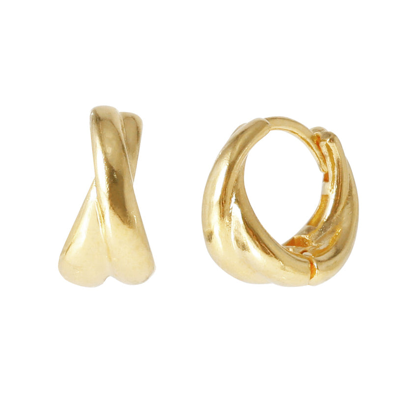Twisted Mini Hoops Earrings - 18K Gold Dipped, White Gold Dipped