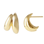 Double Curve Studs Earrings - 18K Gold Dipped, White Gold Dipped