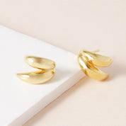 Double Curve Studs Earrings - 18K Gold Dipped, White Gold Dipped