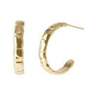 Rustic Bamboo Hoop Earrings - 18K Gold Dipped, White Gold Dipped