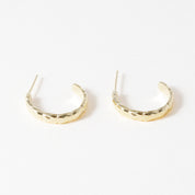 Rustic Bamboo Hoop Earrings - 18K Gold Dipped, White Gold Dipped