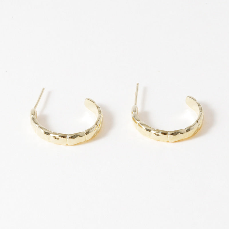 Rustic Bamboo Hoop Earrings - 18K Gold Dipped, White Gold Dipped