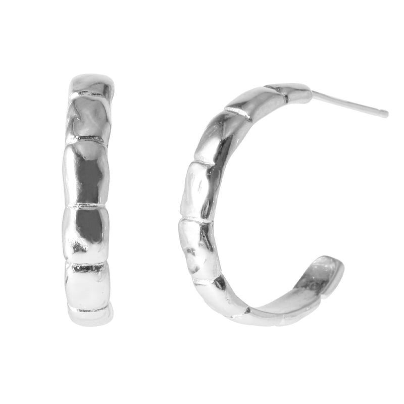 Rustic Bamboo Hoop Earrings - 18K Gold Dipped, White Gold Dipped