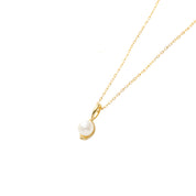 18K Gold Dipped Genuine Freshwater Pearl Solitaire Pendant Necklace