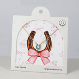 18K Gold Dipped Turquoise CZ Fortune Horseshoe Necklace