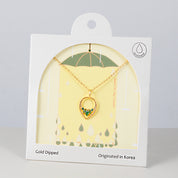 18K Gold Dipped Emerald CZ Ivy Nest Necklace