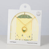18K Gold Dipped Emerald CZ Ivy Nest Necklace