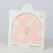 18K Gold Dipped CZ & Pearl Floral Bloom Necklace