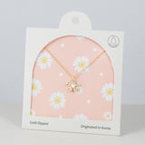 18K Gold Dipped CZ & Pearl Floral Bloom Necklace
