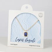 18K Gold Dipped Lapis Lazuli Stone Glow Frame Necklace