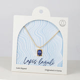 18K Gold Dipped Lapis Lazuli Stone Glow Frame Necklace