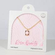 18K Gold Dipped Rose Quartz Stone Glow Frame Necklace