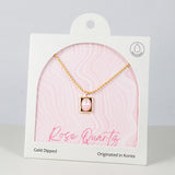 18K Gold Dipped Rose Quartz Stone Glow Frame Necklace