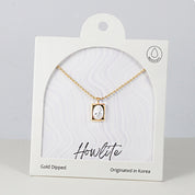 18K Gold Dipped Howlite Stone Glow Frame Necklace