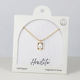 18K Gold Dipped Howlite Stone Glow Frame Necklace