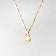 18 Gold Dipped Opal Halo Bezel Necklace