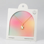 18 Gold Dipped Opal Halo Bezel Necklace
