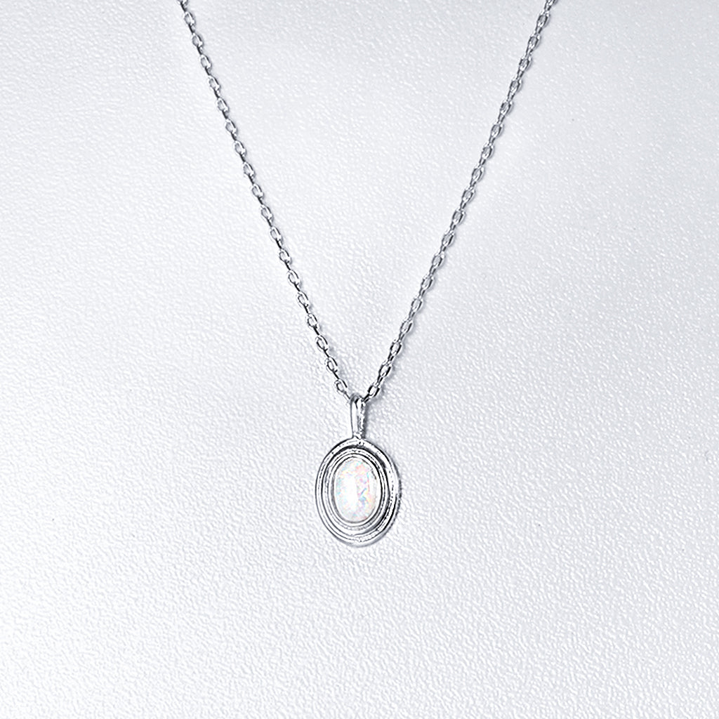 18 Gold Dipped Opal Halo Bezel Necklace