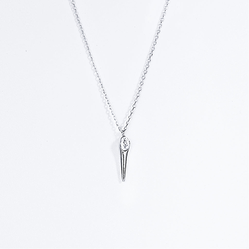 18 Gold Dipped CZ Modern Edge Necklace
