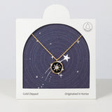 18K Gold Dipped Enamel Midnight Compass Star Necklace