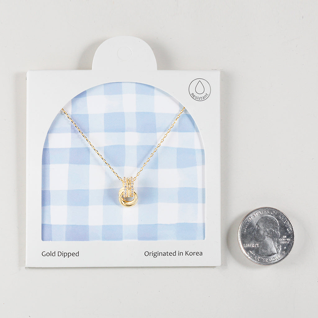 18K Gold Dipped CZ Interlocking Circles Necklace