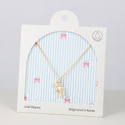 18K Gold Dipped CZ Hanging Teddy Necklace