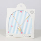 18K Gold Dipped CZ Hanging Teddy Necklace