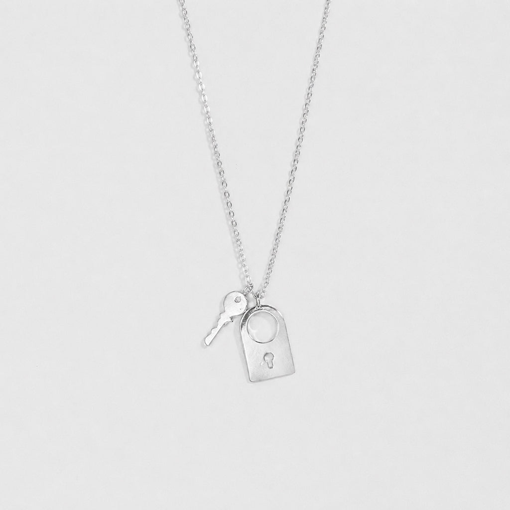 18K Gold Dipped Double Charm Key to My Heart Necklace