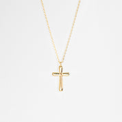 18 Gold Dipped Sculptural Faith in Metal Cross Necklace