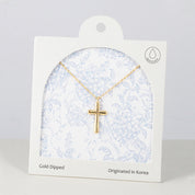18 Gold Dipped Sculptural Faith in Metal Cross Necklace